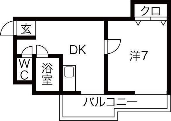 アベニュー西長居(1DK/2階)の間取り写真