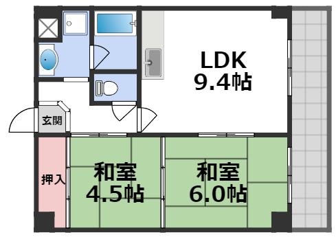 タルミハイツ(2LDK/3階)の間取り写真