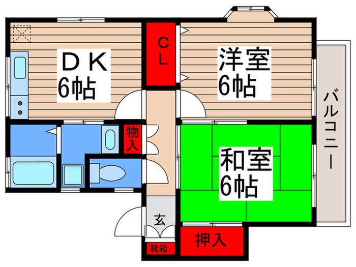 石井ハイツ2(2DK/2階)の間取り写真