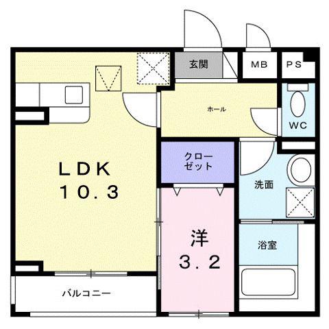 メゾン ド K 天神川(1LDK/1階)の間取り写真