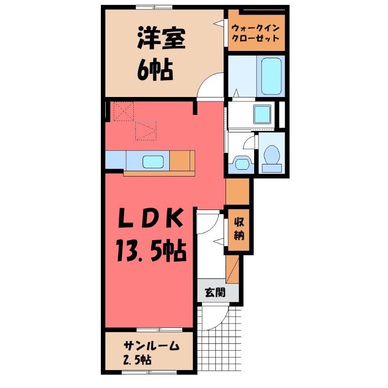 リヴェール(1LDK/1階)の間取り写真