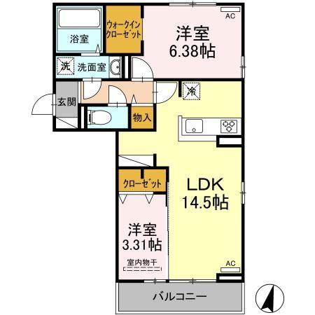 ブリシア(2LDK/2階)の間取り写真