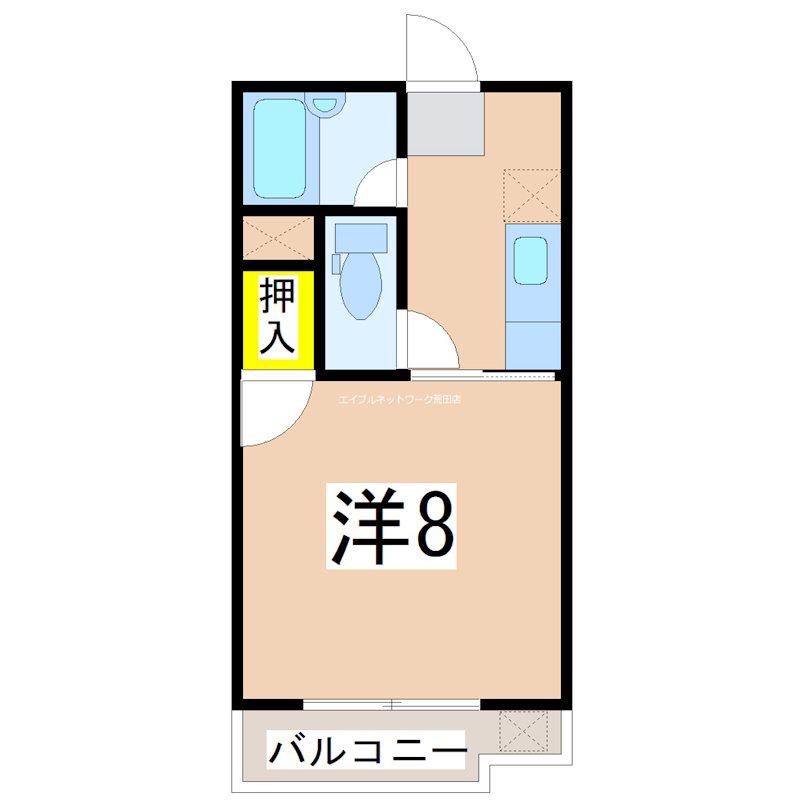 ロワイヤルヒルズ城山(1K/4階)の間取り写真