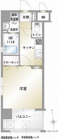 エンクレスト藤崎(1K/10階)の間取り写真