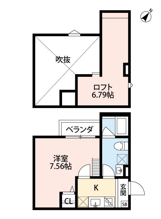 レイニアス(1K/1階)の間取り写真