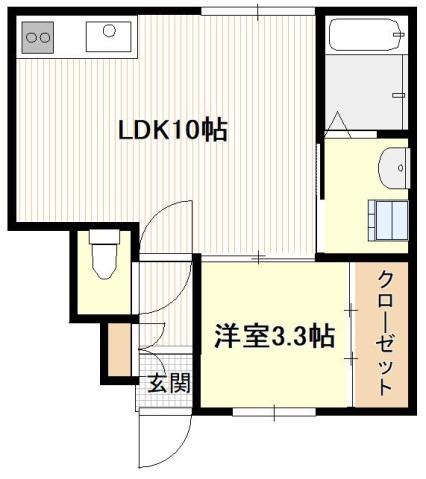 ウイスキーピーク(1LDK/1階)の間取り写真