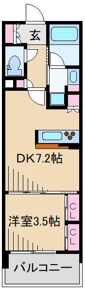 ビイルーム武蔵小杉(1DK/5階)の間取り写真