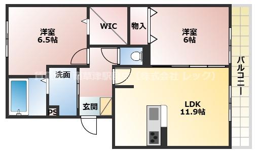 CASA RAFFINE 瀬田A(2LDK/3階)の間取り写真