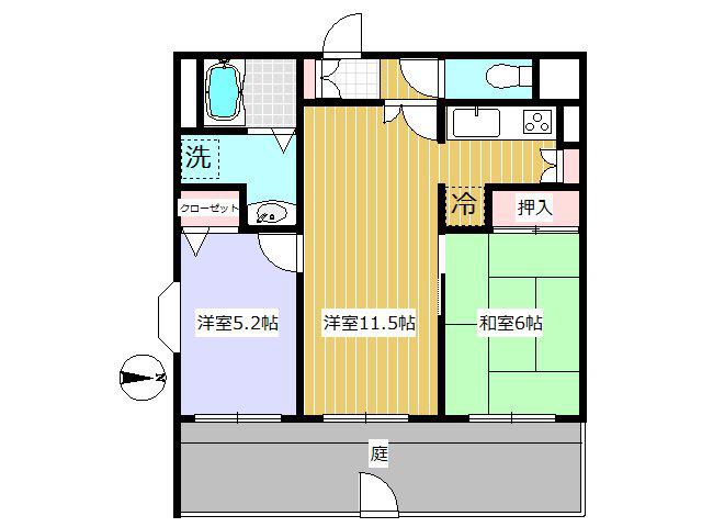 ワコーレ所沢III(2LDK/1階)の間取り写真