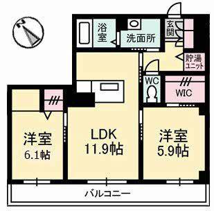 グランベレオ川口(2LDK/3階)の間取り写真