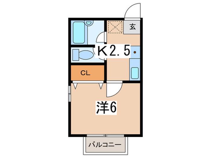 ヒルテラス湘南A(1K/2階)の間取り写真