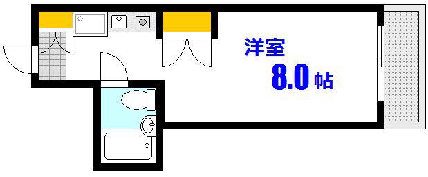 矢賀ビル(ワンルーム/1階)の間取り写真