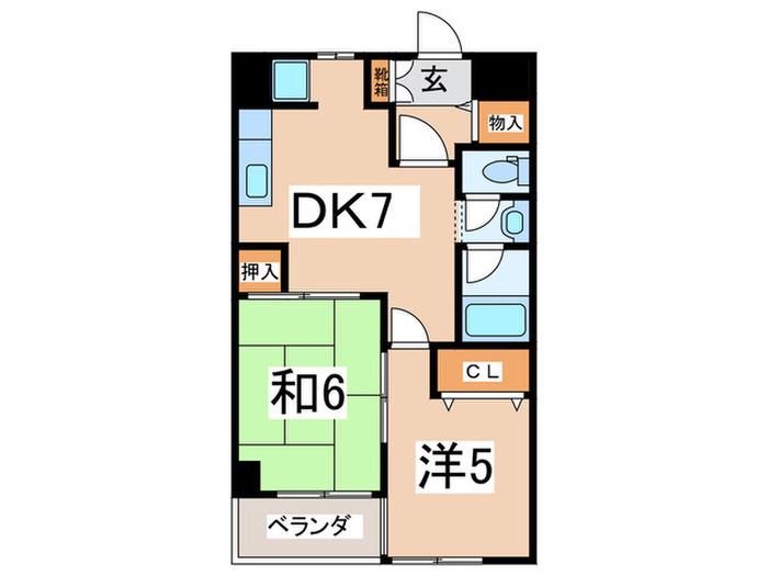 シティーフラット菊名(2DK/7階)の間取り写真