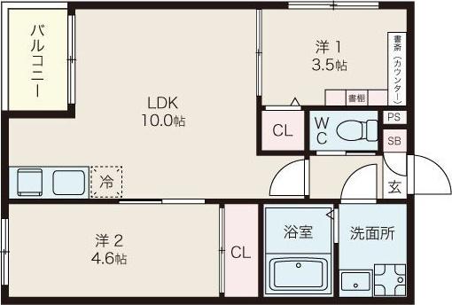 STORIA桜本町(2LDK/3階)の間取り写真