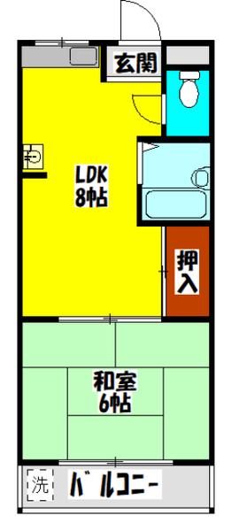 ウエストヒルズ御堂(1LDK/3階)の間取り写真