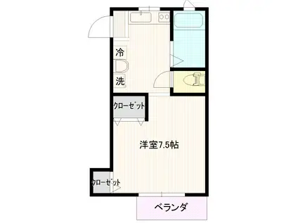 美里ハウス後田(1K/1階)の間取り写真