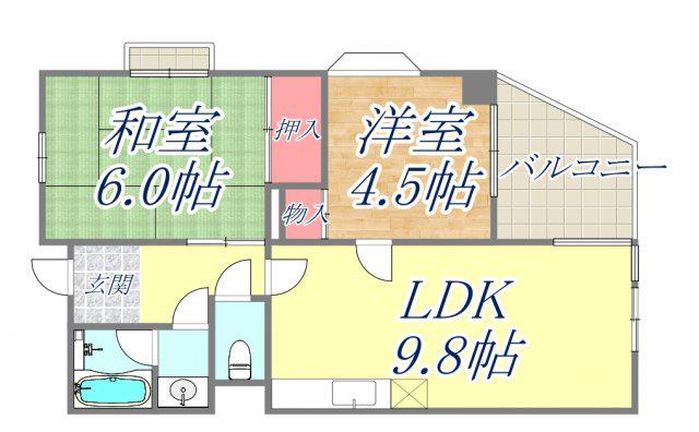 西宮パールハイツ(2LDK/2階)の間取り写真