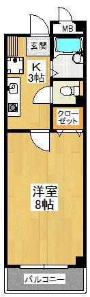 ビラロゼオ(1K/3階)の間取り写真