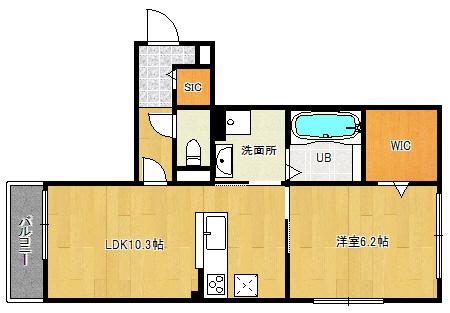 ルナメゾンB棟(1LDK/2階)の間取り写真