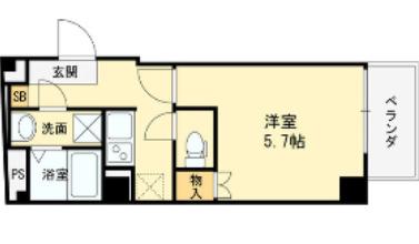 CHANCE八尾本町(1K/6階)の間取り写真