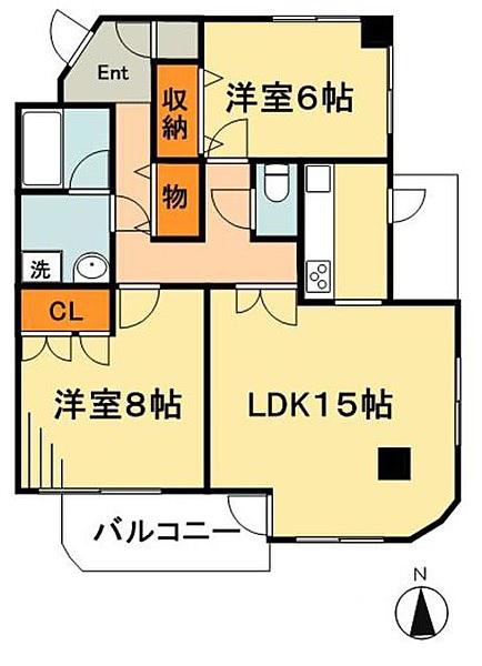 サンシャイン90(2LDK/5階)の間取り写真