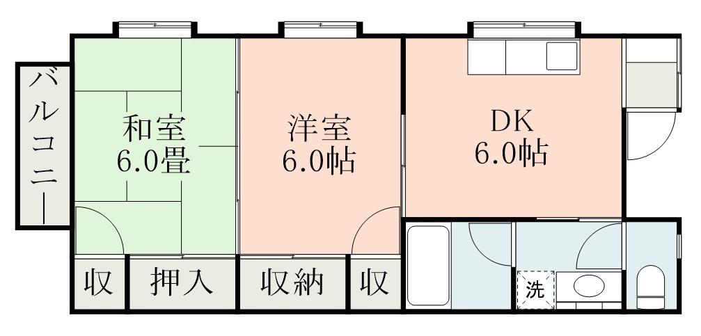 コーポ義(2DK/1階)の間取り写真