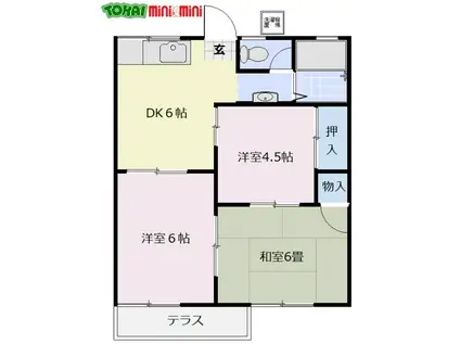 ハイツ四季(3DK/1階)の間取り写真