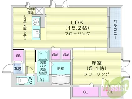 CLASSEUM連坊Ⅰ(1LDK/1階)の間取り写真