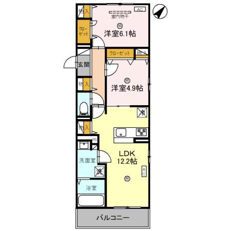 サンパティーク東町(2LDK/3階)の間取り写真