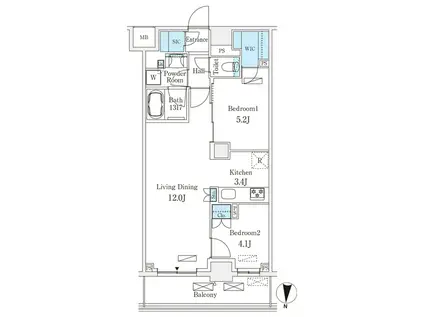 ロイジェントパークス押上錦糸町(2LDK/6階)の間取り写真