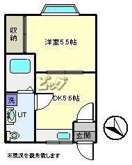 LIZA-B(1DK/2階)の間取り写真
