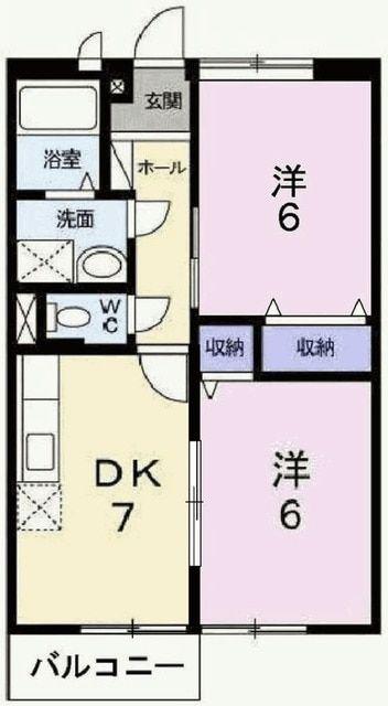 シャルマンK(2DK/2階)の間取り写真