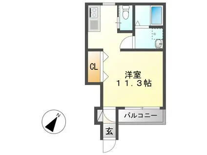 サンサンハイム中村(ワンルーム/1階)の間取り写真