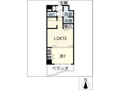 名駅ドットマンション(1LDK/9階)の間取り写真