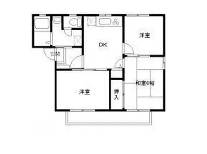 コーポイーストウッド A棟(3DK/2階)の間取り写真