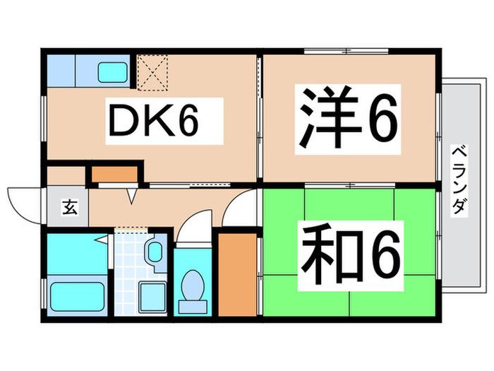 Kハイツ(2DK/1階)の間取り写真