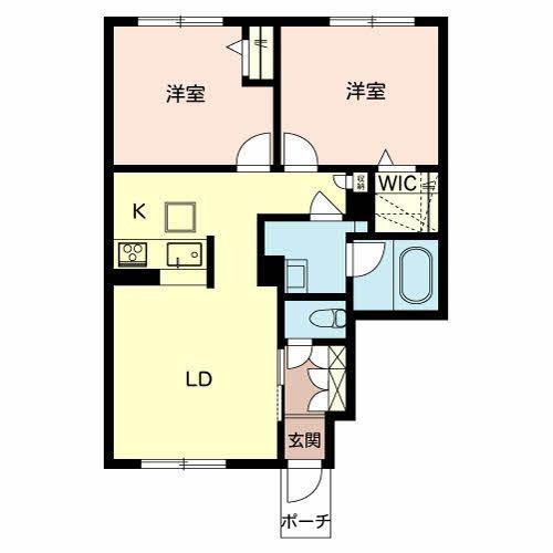 ラ グリシーヌ姫路南(2LDK/1階)の間取り写真
