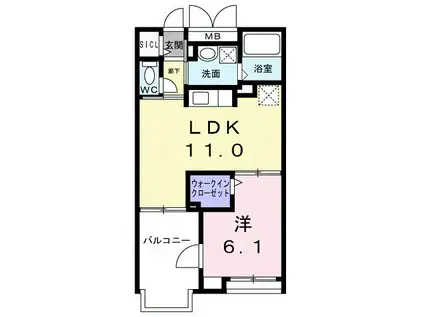 グレース(1LDK/3階)の間取り写真