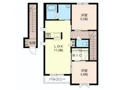 モン・リヴィエール(2LDK/2階)の間取り写真