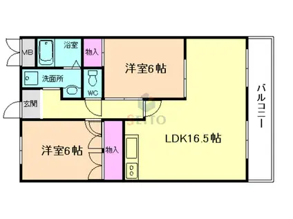 第Ⅱ八笑苑(2LDK/4階)の間取り写真