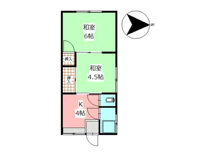 江河アパート(2K/2階)の間取り写真