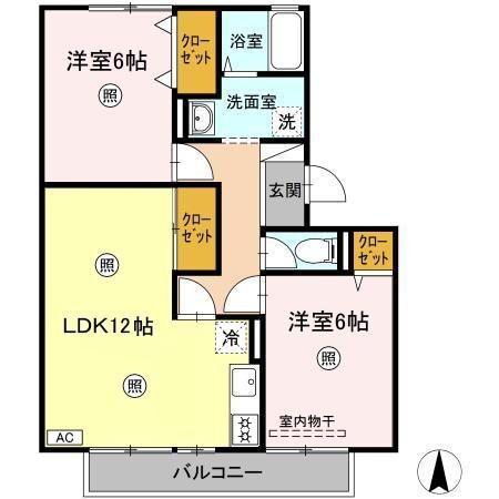 アーバンツインピア湊(2LDK/2階)の間取り写真