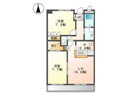 マルベリー(1LDK/2階)の間取り写真