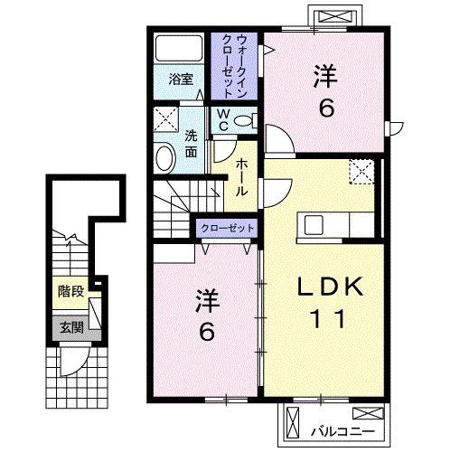ミルフロールIVB(2LDK/2階)の間取り写真