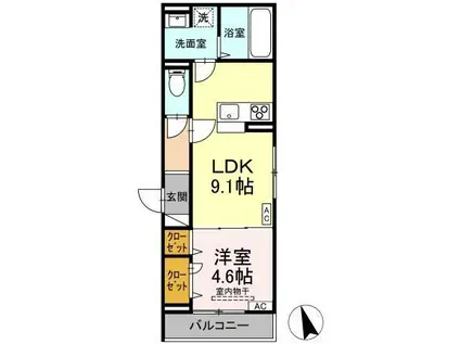 D-RESIDENCE曙町一丁目(1LDK/2階)の間取り写真