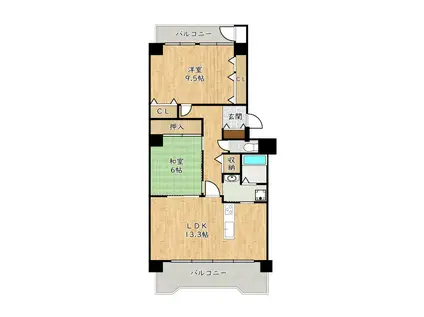 藤和さやまハイタウンB棟(2LDK/15階)の間取り写真