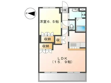 ハッピーガーデン(1LDK/3階)の間取り写真