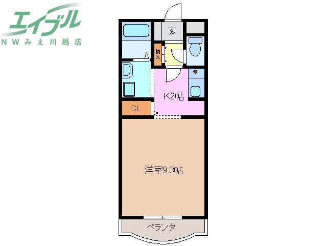 ハビテーション三石塚(1K/1階)の間取り写真