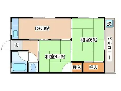 正本アパート(2DK/2階)の間取り写真