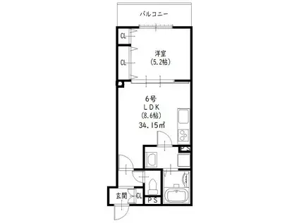 ラモーナ北条II(1LDK/2階)の間取り写真